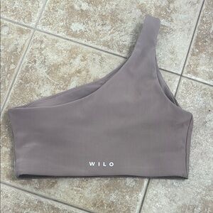Wilo One-Shoulder Sports Bra in Taupe Size Large